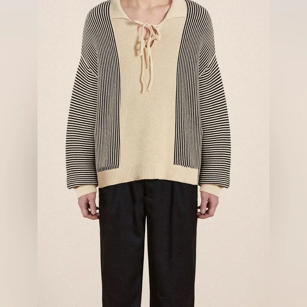 Found men’s TABAS TIE KNIT COLLARED SWEATER
in cream S - Picture 10 of 11